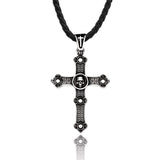 Cross with Skull Pendant Necklace of Stainless Steel