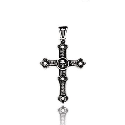 Cross with Skull Pendant Necklace of Stainless Steel