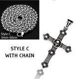 Cross with Skull Pendant Necklace of Stainless Steel