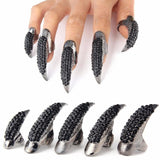 Punk Style Crystal Rhinestone Fake Nails Set
