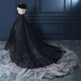 Gothic Sleeveless Halter Tulle Wedding Gown