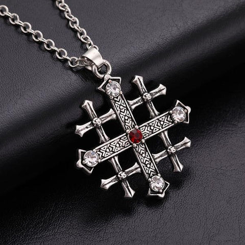 Medieval/Knight Cross Pendant. Rope or chain necklace.