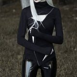 Punk Gothic Sexy Long Sleeved Top with Zippers