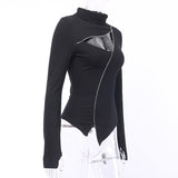 Punk Gothic Sexy Long Sleeved Top with Zippers