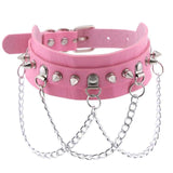 Leather Choker with Chains, Rivets, and Spikes