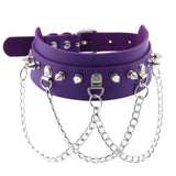 Leather Choker with Chains, Rivets, and Spikes