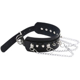 Leather Choker with Chains, Rivets, and Spikes
