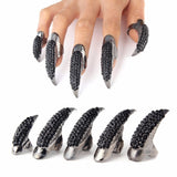 Punk Style Crystal Rhinestone Fake Nails Set