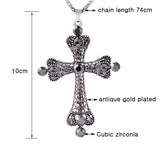 Vintage Large Cross Pendant with Long Chain