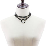 Choker style Chain Necklace with Chain and Ring Pendant