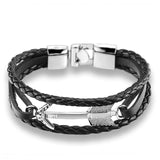 Braided Leather bracelet with Metal Arrow - Silver or Black.