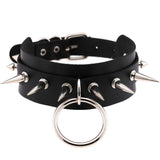 Punk / Gothic Choker Necklace with Silver Metal Spikes
