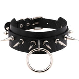 Punk / Gothic Choker Necklace with Silver Metal Spikes