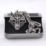 Viking Wolf Head Pendant Necklace.