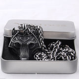 Viking Wolf Head Pendant Necklace.