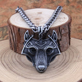 Viking Wolf Head Pendant Necklace.