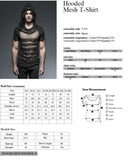 Men's Gothic/Steampunk black sexy hooded Tee with buckles and mesh