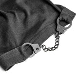 Men's Gothic/Steampunk black sexy hooded Tee with buckles and mesh