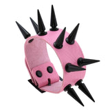Super Spiked Gothic Faux Leather Punk Bracelet.