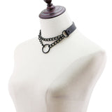 Choker style Chain Necklace with Chain and Ring Pendant