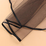 Elegant Black Wedding Veil with Ribbon Edge