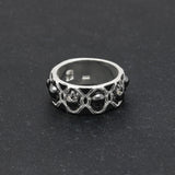 Black or Silver White Skull Ring Rhodium Plated