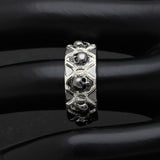 Black or Silver White Skull Ring Rhodium Plated