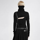 Goth Punk/Steampunk Black Top with high turtle neck and Studs