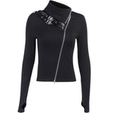 Gothic Punk Longsleeved Slim Top with Buckles and Zippers