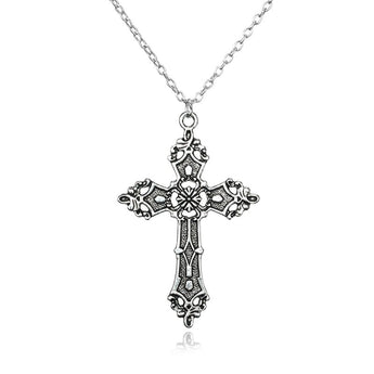 Vintage Style Silver Colored Gothic Cross