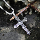 Cross with Skull Pendant Necklace of Stainless Steel