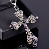 Vintage Large Cross Pendant with Long Chain
