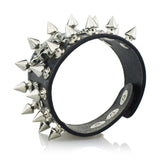 Goth Punk Cuff Bracelet with Spikes Rivet and Skull Details