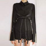 Gothic Punk Lace Up Mini Skirt