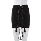 Gothic Punk Lace Up Mini Skirt