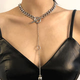 Vintage Punk Style Choke Chain with Long Ball Pendant