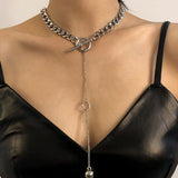Vintage Punk Style Choke Chain with Long Ball Pendant