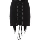 Gothic Punk Lace Up Mini Skirt