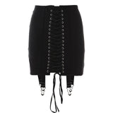 Gothic Punk Lace Up Mini Skirt