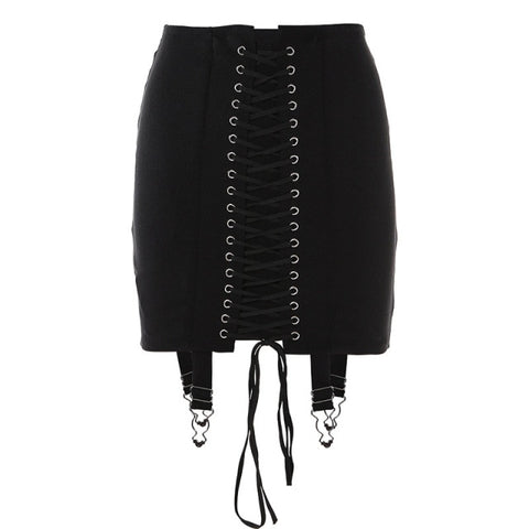 Gothic Punk Lace Up Mini Skirt