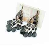 Large Victorian Black Water Drop Earrings