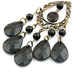 Large Victorian Black Water Drop Earrings