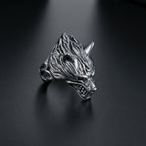 Gothic Wolf Head Ring for Men