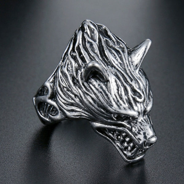 Gothic Wolf Head Ring for Men