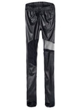 Slim Black Faux Leather Leggings  with Transparent Mesh Splicing