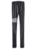 Slim Black Faux Leather Leggings  with Transparent Mesh Splicing