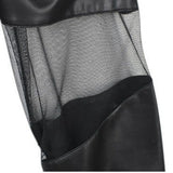 Slim Black Faux Leather Leggings  with Transparent Mesh Splicing