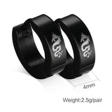 Black Stainless Steel Women's/Men's Laser Dragon Earrings