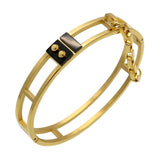 Sleek Street Punk Industrial Cuff Bracelet with two small rivets.