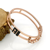 Sleek Street Punk Industrial Cuff Bracelet with two small rivets.